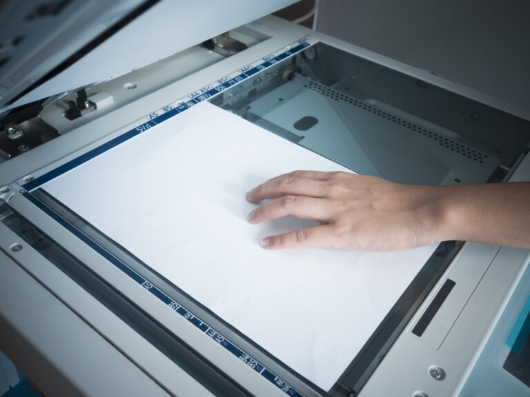 Woman,Hand,Using,Copy,Print,Machine